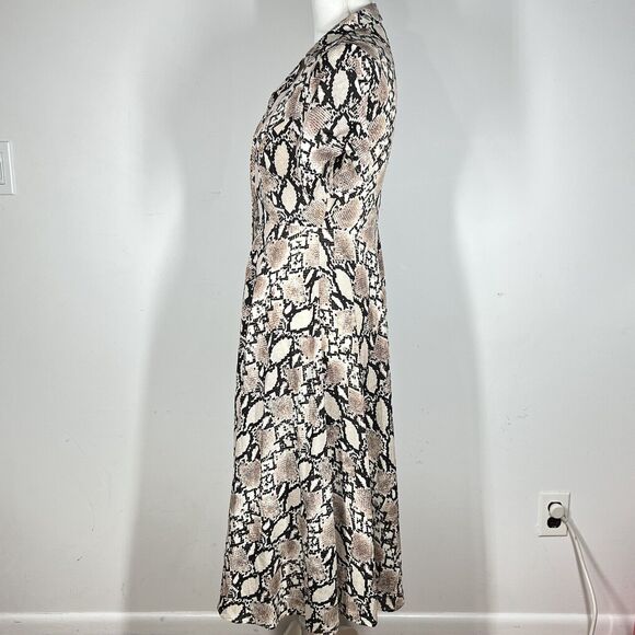 Lulus Lets Snake Grey Snake print Collared Button Front Midi Shirt Dress Sz S - Picture 6 of 12